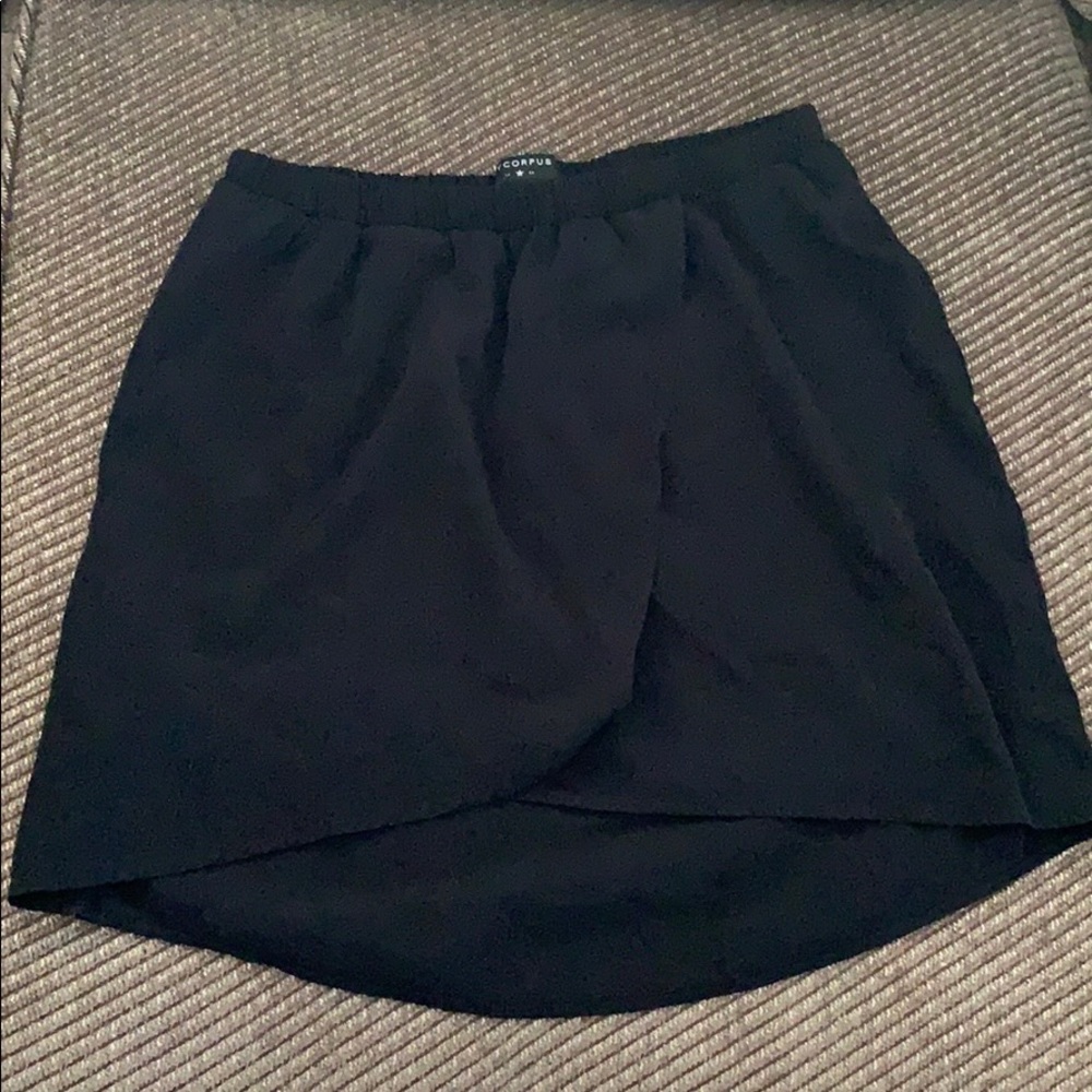 High-Low Black Mini Skirt